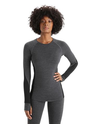 Base Layers Icebreaker BodyfitZone™ Merino 260 Zone Long Sleeve Crewe Thermal Top Femme Noir | FR 1906TCEV